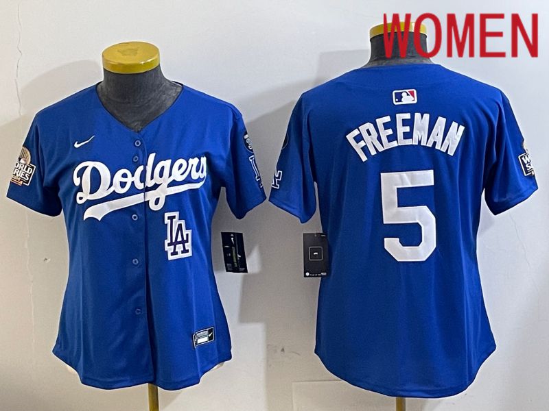 Women Los Angeles Dodgers #5 Freeman Blue Game 2024 Nike MLB Jersey style 11219